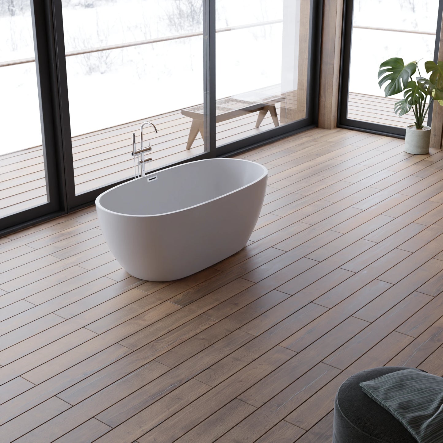 Baignoire îlot ovale Samba 160 cm blanche Spalina – vue produit