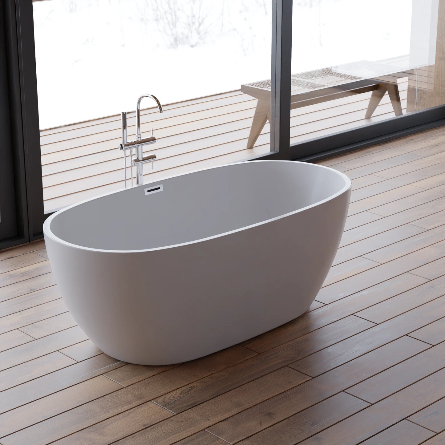 Baignoire îlot ovale Samba 160 cm blanche Spalina – vue produit