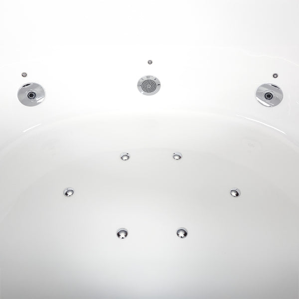 Baignoire balnéo d’angle avec hublot blanche 135 cm Samsara Wave / Corner whirlpool bath with porthole white 135 cm Samsara Wave / Bañera de hidromasaje esquinera con ojo de buey blanco 135 cm Samsara Wave / Vasca idromassaggio angolare con oblò bianco 135 cm Samsara Wave / Hoekwhirlpool met witte patrijspoort 135 cm Samsara Wave