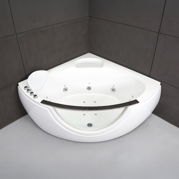 Baignoire balnéo d’angle avec hublot blanche 135 cm Samsara Wave / Corner whirlpool bath with porthole white 135 cm Samsara Wave / Bañera de hidromasaje esquinera con ojo de buey blanco 135 cm Samsara Wave / Vasca idromassaggio angolare con oblò bianco 135 cm Samsara Wave / Hoekwhirlpool met witte patrijspoort 135 cm Samsara Wave