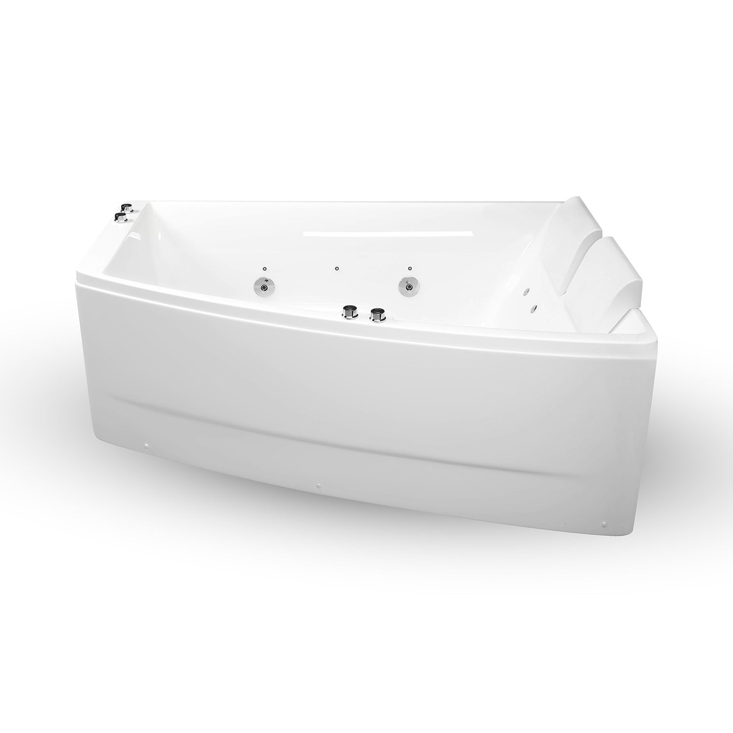 Baignoire balnéo semi-îlot murale d’angle asymétrique Sangha Spalina version droite – vue produit