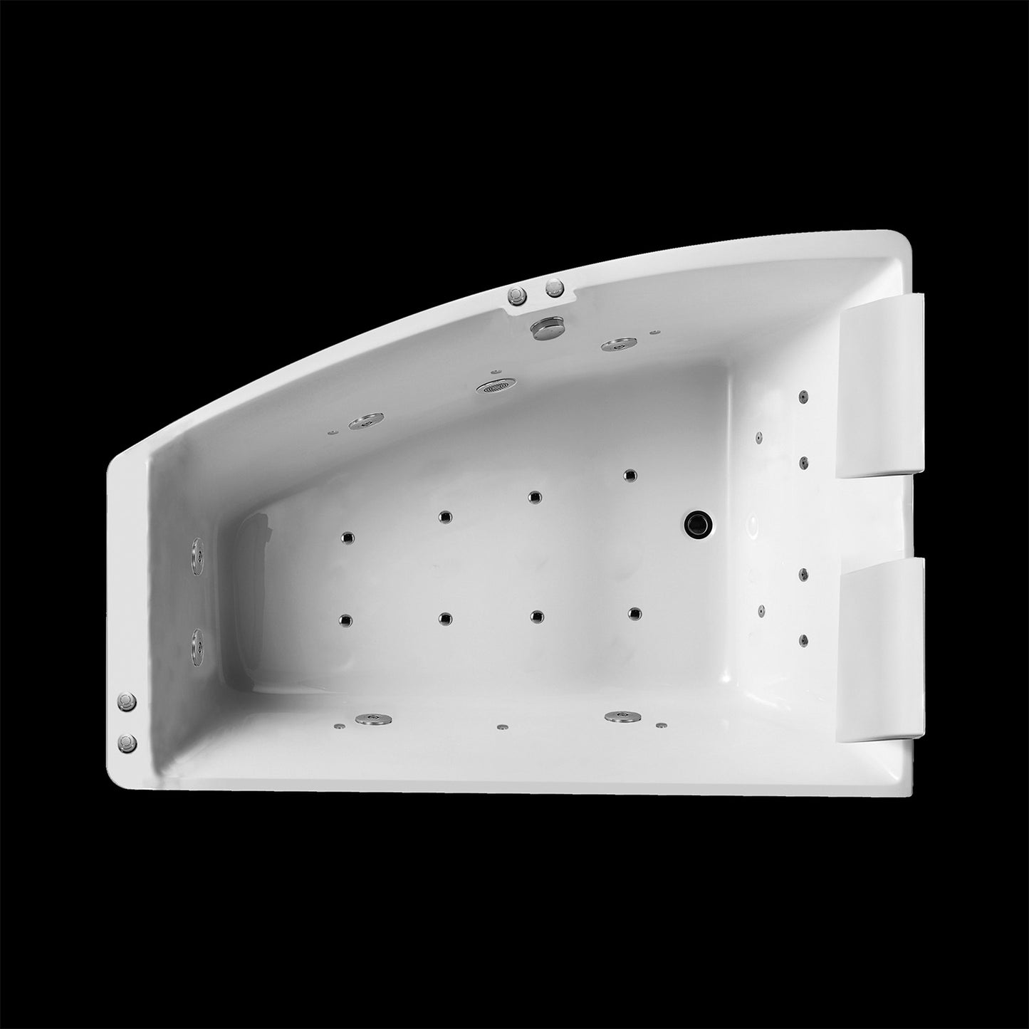 Baignoire balnéo semi-îlot murale d’angle asymétrique Sangha Spalina version gauche – vue produit