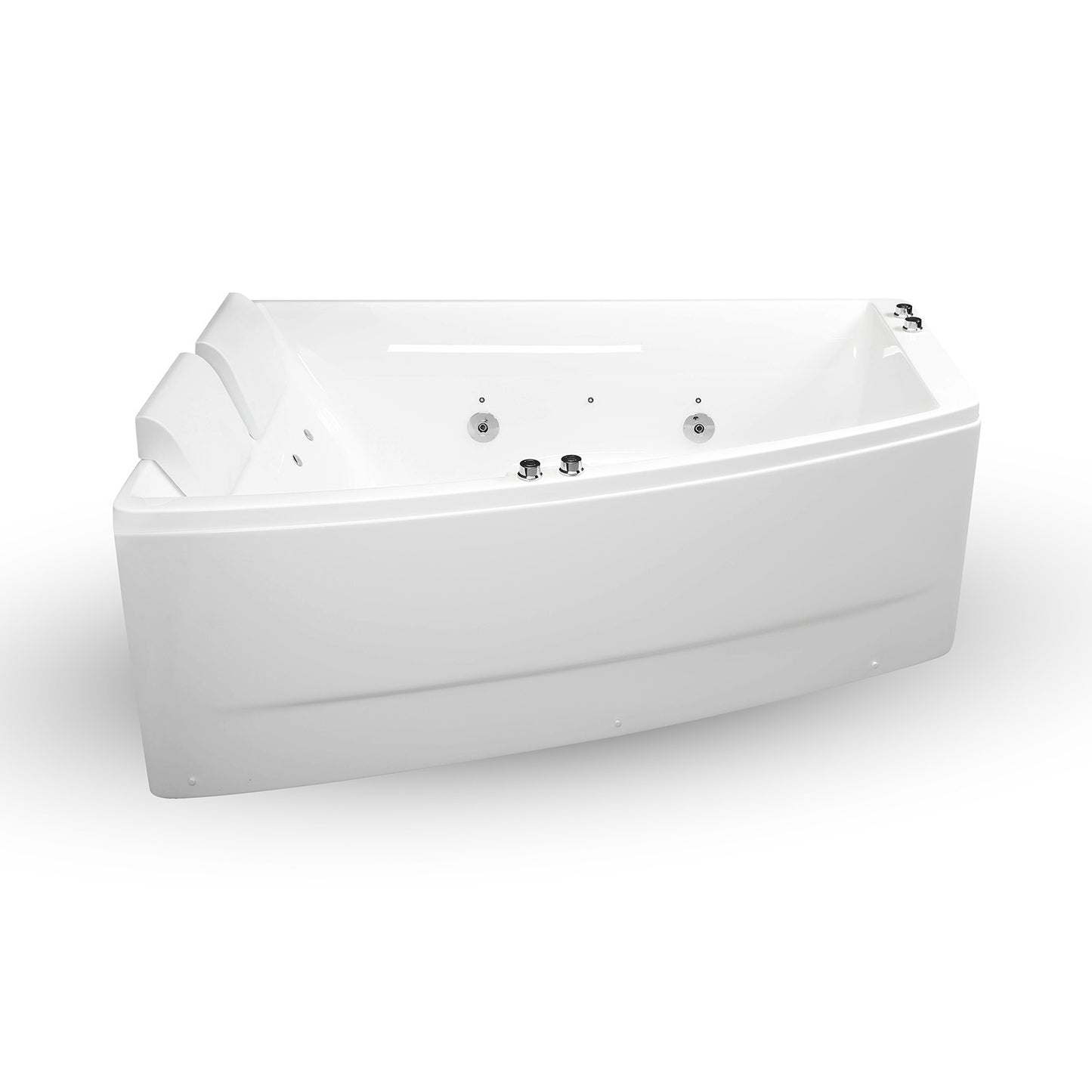 Baignoire balnéo semi-îlot murale d’angle asymétrique Sangha Spalina version gauche – vue produit