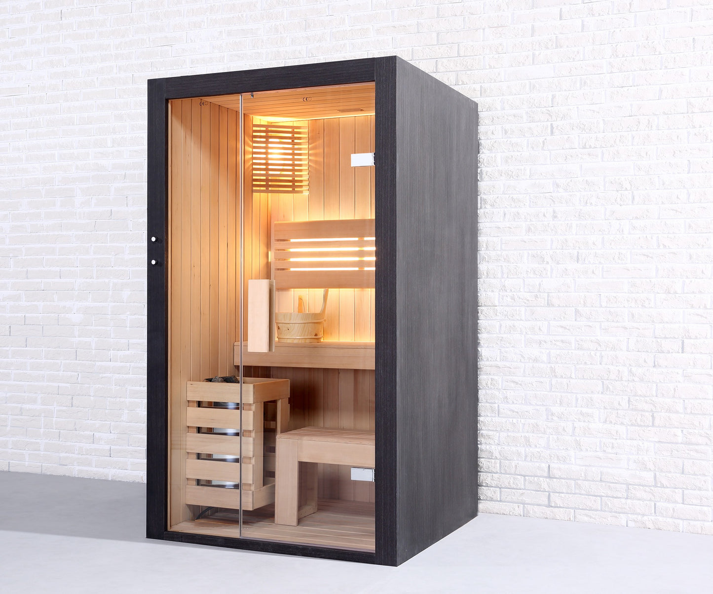 Sauna traditionnel de luxe 1 personne 115 cm The Cube / Traditional luxury sauna 1 person 115 cm The Cube / Sauna tradicional de lujo 1 persona 115 cm The Cube / Sauna tradizionale di lusso 1 persona 115 cm The Cube / Traditionele luxe sauna 1 persoon 115 cm The Cube