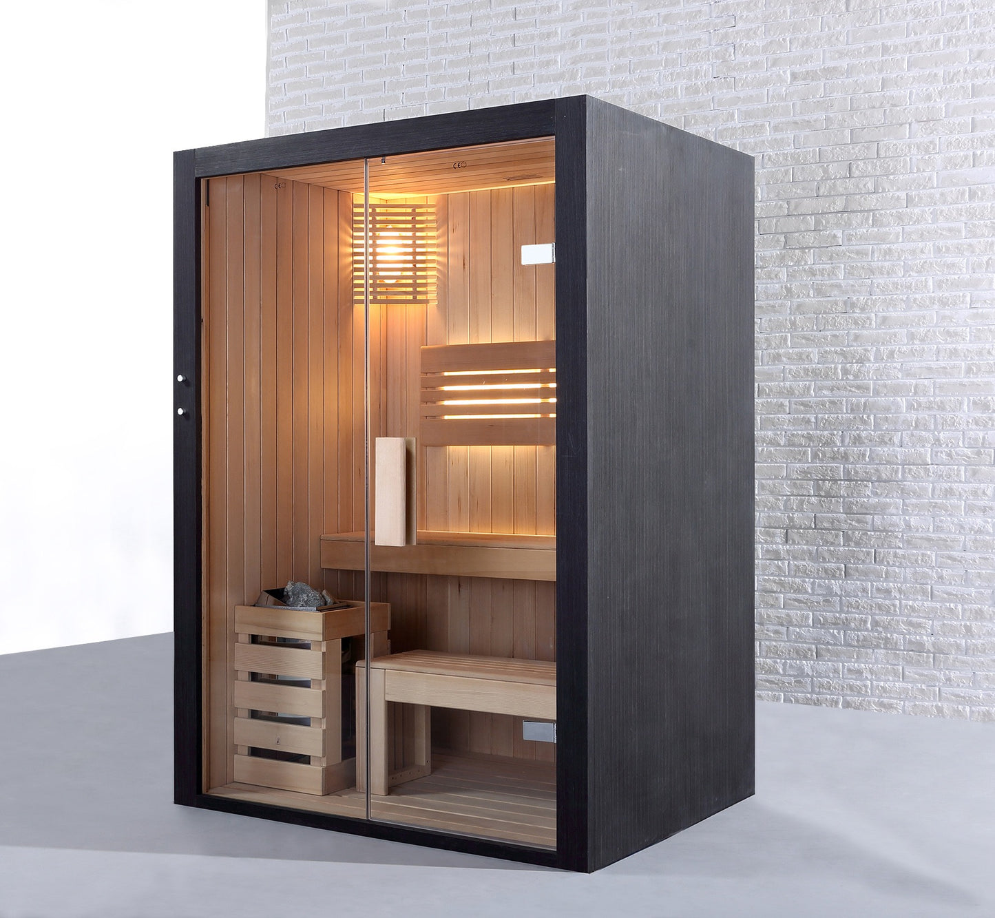 Sauna traditionnel de luxe 2 personnes 140 cm The Cube / Traditional luxury sauna 2 persons 140 cm The Cube / Sauna tradicional de lujo para 2 personas 140 cm The Cube / Sauna tradizionale di lusso per 2 persone 140 cm The Cube / Traditionele luxe sauna voor 2 personen 140 cm The Cube