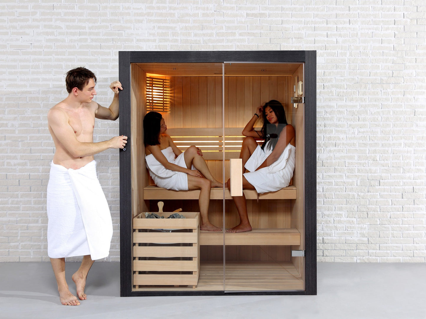 Sauna traditionnel de luxe 3 personnes 160 cm The Cube / Traditional luxury sauna 3 persons 160 cm The Cube / Sauna tradicional de lujo para 3 personas 160 cm The Cube / Sauna tradizionale di lusso per 3 persone 160 cm The Cube / Traditionele luxe sauna voor 3 personen 160 cm The Cube