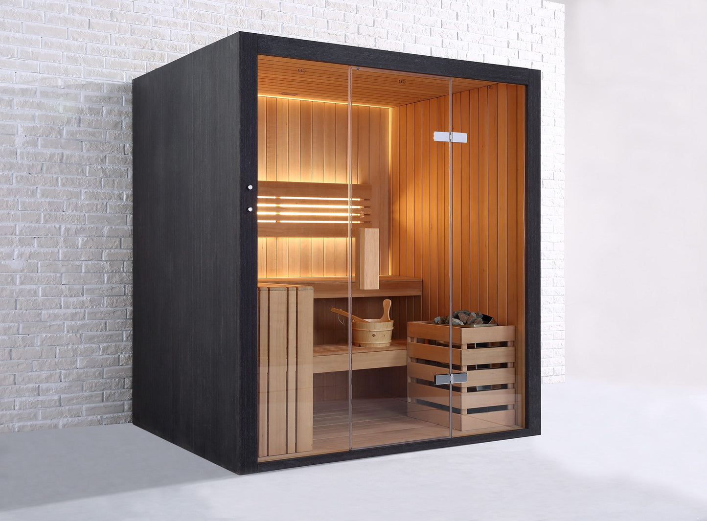 Sauna traditionnel de luxe 4 personnes 180 cm The Cube / Traditional luxury sauna 4 persons 180 cm The Cube / Sauna tradicional de lujo para 4 personas 180 cm The Cube / Sauna tradizionale di lusso per 4 persone 180 cm The Cube / Traditionele luxe sauna voor 4 personen 180 cm The Cube