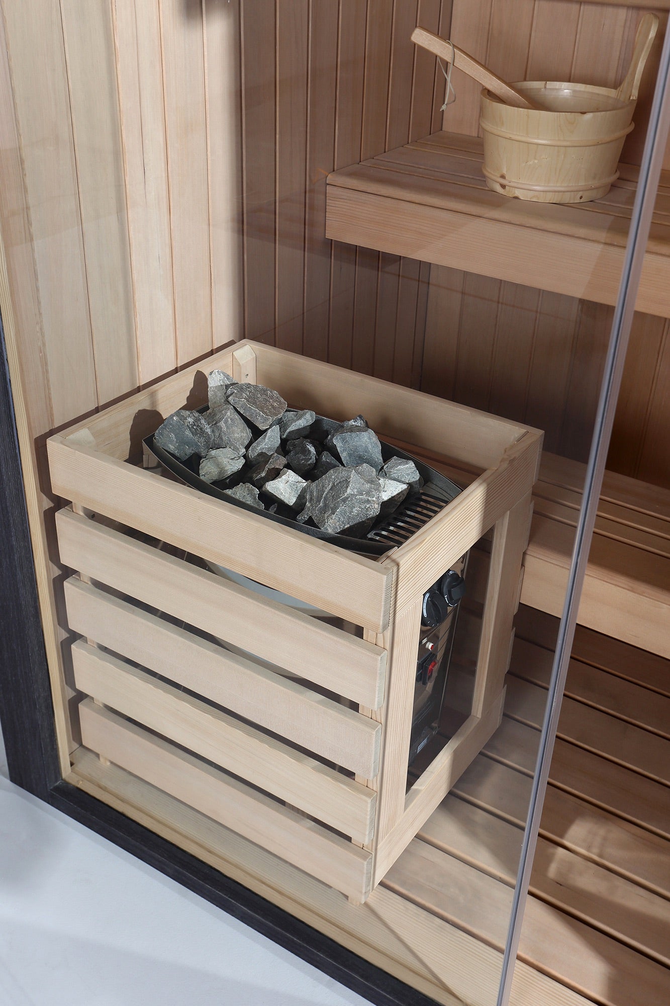Sauna traditionnel de luxe 4 personnes 180 cm The Cube / Traditional luxury sauna 4 persons 180 cm The Cube / Sauna tradicional de lujo para 4 personas 180 cm The Cube / Sauna tradizionale di lusso per 4 persone 180 cm The Cube / Traditionele luxe sauna voor 4 personen 180 cm The Cube