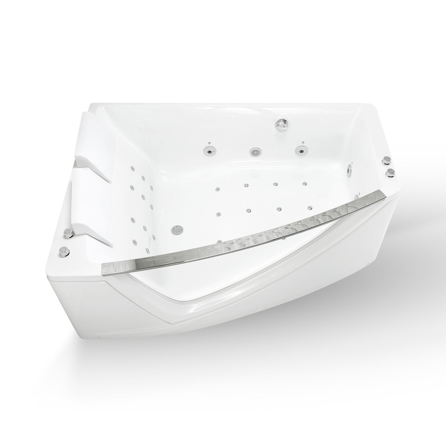 Baignoire balnéo d’angle deux personnes avec hublot blanche 170 cm Savana duo Wave gauche / Two-person corner whirlpool bath with white porthole 170 cm Savana duo Wave left / Bañera de hidromasaje esquinera para dos con ojo de buey blanco 170 cm Savana duo Wave izquierda / Vasca idromassaggio angolare per due persone con oblò bianco 170 cm Savana duo Wave sinistra / Hoekwhirlpool voor twee met witte patrijspoort 170 cm Savana duo Wave links