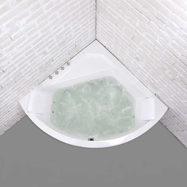 Baignoire balnéo d’angle blanche 140 cm Selonia Wave / Classic whirlpool corner bathtub white 140 cm Selonia Wave / Bañera de hidromasaje esquinera clásica blanco 140 cm Selonia Wave / Vasca idromassaggio angolare bianco 140 cm Selonia Wave / Klassiek hoekbubbelbad wit 140 cm Selonia Wave