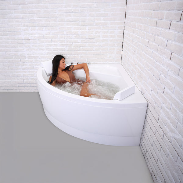 Baignoire balnéo d’angle blanche 140 cm Selonia Wave / Classic whirlpool corner bathtub white 140 cm Selonia Wave / Bañera de hidromasaje esquinera clásica blanco 140 cm Selonia Wave / Vasca idromassaggio angolare bianco 140 cm Selonia Wave / Klassiek hoekbubbelbad wit 140 cm Selonia Wave