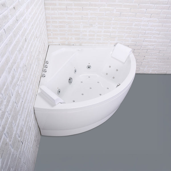 Baignoire balnéo d’angle blanche 140 cm Selonia Wave / Classic whirlpool corner bathtub white 140 cm Selonia Wave / Bañera de hidromasaje esquinera clásica blanco 140 cm Selonia Wave / Vasca idromassaggio angolare bianco 140 cm Selonia Wave / Klassiek hoekbubbelbad wit 140 cm Selonia Wave