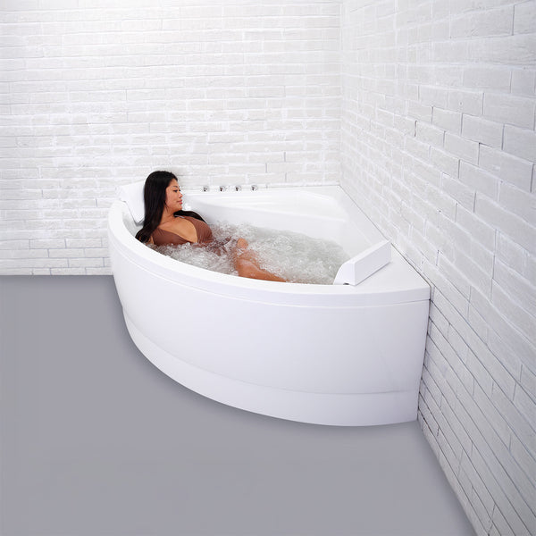 Baignoire balnéo d’angle blanche 140 cm Selonia Wave / Classic whirlpool corner bathtub white 140 cm Selonia Wave / Bañera de hidromasaje esquinera clásica blanco 140 cm Selonia Wave / Vasca idromassaggio angolare bianco 140 cm Selonia Wave / Klassiek hoekbubbelbad wit 140 cm Selonia Wave