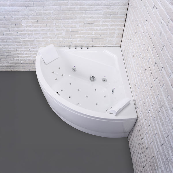 Baignoire balnéo d’angle blanche 140 cm Selonia Wave / Classic whirlpool corner bathtub white 140 cm Selonia Wave / Bañera de hidromasaje esquinera clásica blanco 140 cm Selonia Wave / Vasca idromassaggio angolare bianco 140 cm Selonia Wave / Klassiek hoekbubbelbad wit 140 cm Selonia Wave