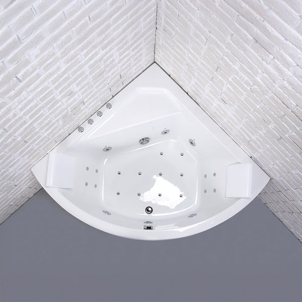 Baignoire balnéo d’angle blanche 140 cm Selonia Wave / Classic whirlpool corner bathtub white 140 cm Selonia Wave / Bañera de hidromasaje esquinera clásica blanco 140 cm Selonia Wave / Vasca idromassaggio angolare bianco 140 cm Selonia Wave / Klassiek hoekbubbelbad wit 140 cm Selonia Wave