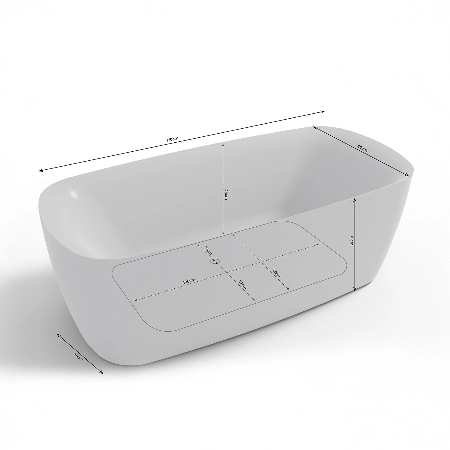 Baignoire îlot ovale Swing 170 cm blanche Spalina – vue produit