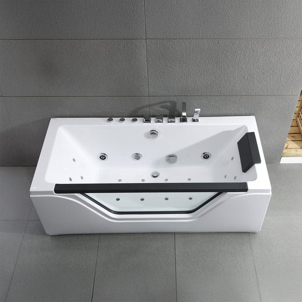 Baignoire balnéo classique avec hublot blanche et noire 170 cm Tahiti Jets / Glass-sided whirlpool bathtub white and black 170 cm Tahiti Jets / Bañera de hidromasaje con ojo de buey blanco y negro 170 cm Tahiti Jets / Vasca idromassaggio con oblò bianco e nero 170 cm Tahiti Jets / Bubbelbad met patrijspoort zwart en wit 170 cm Tahiti Jets