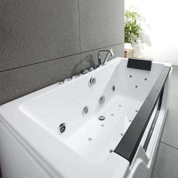 Baignoire balnéo classique avec hublot blanche et noire 170 cm Tahiti Jets / Glass-sided whirlpool bathtub white and black 170 cm Tahiti Jets / Bañera de hidromasaje con ojo de buey blanco y negro 170 cm Tahiti Jets / Vasca idromassaggio con oblò bianco e nero 170 cm Tahiti Jets / Bubbelbad met patrijspoort zwart en wit 170 cm Tahiti Jets
