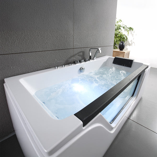 Baignoire balnéo classique avec hublot blanche et noire 170 cm Tahiti Jets / Glass-sided whirlpool bathtub white and black 170 cm Tahiti Jets / Bañera de hidromasaje con ojo de buey blanco y negro 170 cm Tahiti Jets / Vasca idromassaggio con oblò bianco e nero 170 cm Tahiti Jets / Bubbelbad met patrijspoort zwart en wit 170 cm Tahiti Jets
