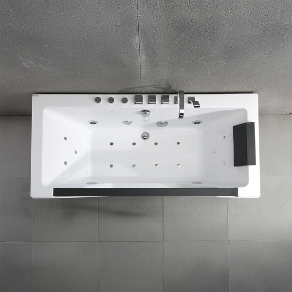 Baignoire balnéo classique avec hublot blanche et noire 170 cm Tahiti Jets / Glass-sided whirlpool bathtub white and black 170 cm Tahiti Jets / Bañera de hidromasaje con ojo de buey blanco y negro 170 cm Tahiti Jets / Vasca idromassaggio con oblò bianco e nero 170 cm Tahiti Jets / Bubbelbad met patrijspoort zwart en wit 170 cm Tahiti Jets