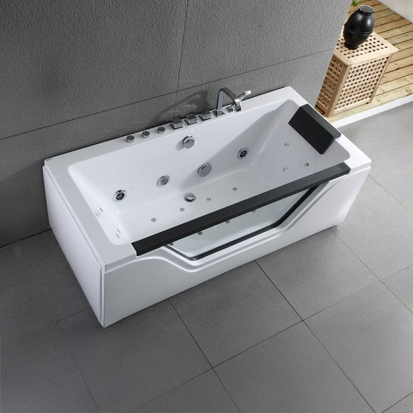 Baignoire balnéo classique avec hublot blanche et noire 170 cm Tahiti Jets / Glass-sided whirlpool bathtub white and black 170 cm Tahiti Jets / Bañera de hidromasaje con ojo de buey blanco y negro 170 cm Tahiti Jets / Vasca idromassaggio con oblò bianco e nero 170 cm Tahiti Jets / Bubbelbad met patrijspoort zwart en wit 170 cm Tahiti Jets