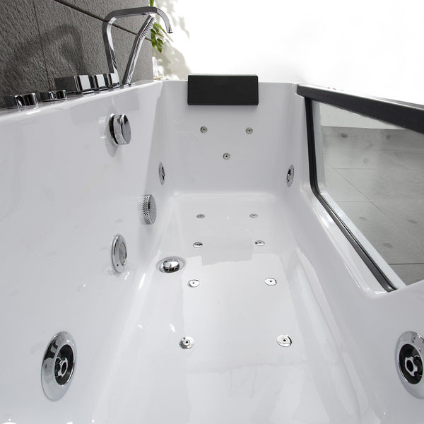 Baignoire balnéo classique avec hublot blanche et noire 170 cm Tahiti Jets / Glass-sided whirlpool bathtub white and black 170 cm Tahiti Jets / Bañera de hidromasaje con ojo de buey blanco y negro 170 cm Tahiti Jets / Vasca idromassaggio con oblò bianco e nero 170 cm Tahiti Jets / Bubbelbad met patrijspoort zwart en wit 170 cm Tahiti Jets