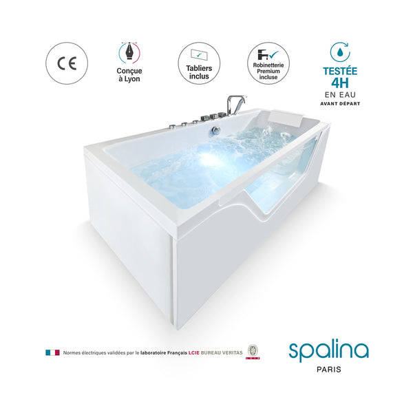 Baignoire balnéo classique avec hublot blanche 170 cm Tahiti white Jets / Glass-sided whirlpool bathtub white 170 cm Tahiti white Jets / Bañera de hidromasaje con ojo de buey blanco 170 cm Tahiti white Jets / Vasca idromassaggio con oblò bianco 170 cm Tahiti white Jets / Bubbelbad met patrijspoort wit 170 cm Tahiti white Jets