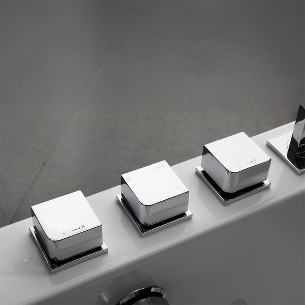 Baignoire balnéo classique avec hublot blanche 170 cm Tahiti white Jets / Glass-sided whirlpool bathtub white 170 cm Tahiti white Jets / Bañera de hidromasaje con ojo de buey blanco 170 cm Tahiti white Jets / Vasca idromassaggio con oblò bianco 170 cm Tahiti white Jets / Bubbelbad met patrijspoort wit 170 cm Tahiti white Jets
