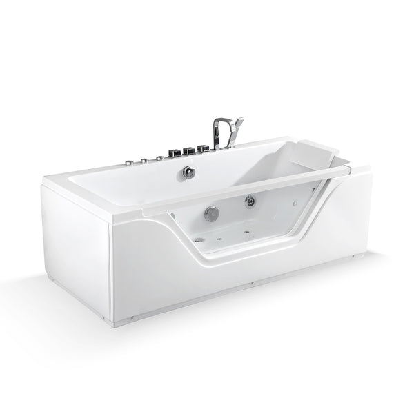 Baignoire balnéo classique avec hublot blanche 170 cm Tahiti white Jets / Glass-sided whirlpool bathtub white 170 cm Tahiti white Jets / Bañera de hidromasaje con ojo de buey blanco 170 cm Tahiti white Jets / Vasca idromassaggio con oblò bianco 170 cm Tahiti white Jets / Bubbelbad met patrijspoort wit 170 cm Tahiti white Jets