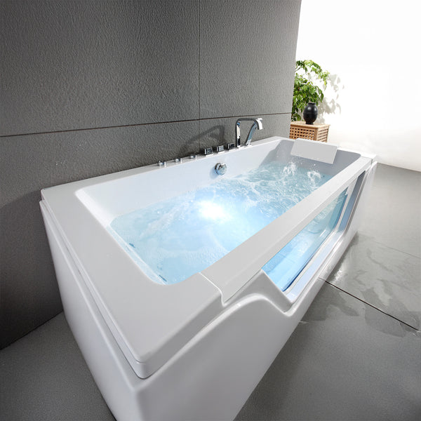 Baignoire balnéo classique avec hublot blanche 170 cm Tahiti white Jets / Glass-sided whirlpool bathtub white 170 cm Tahiti white Jets / Bañera de hidromasaje con ojo de buey blanco 170 cm Tahiti white Jets / Vasca idromassaggio con oblò bianco 170 cm Tahiti white Jets / Bubbelbad met patrijspoort wit 170 cm Tahiti white Jets
