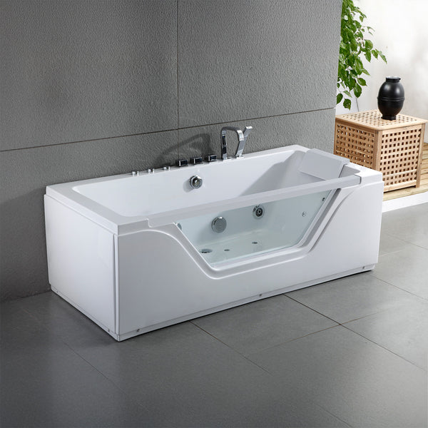 Baignoire balnéo classique avec hublot blanche 170 cm Tahiti white Jets / Glass-sided whirlpool bathtub white 170 cm Tahiti white Jets / Bañera de hidromasaje con ojo de buey blanco 170 cm Tahiti white Jets / Vasca idromassaggio con oblò bianco 170 cm Tahiti white Jets / Bubbelbad met patrijspoort wit 170 cm Tahiti white Jets