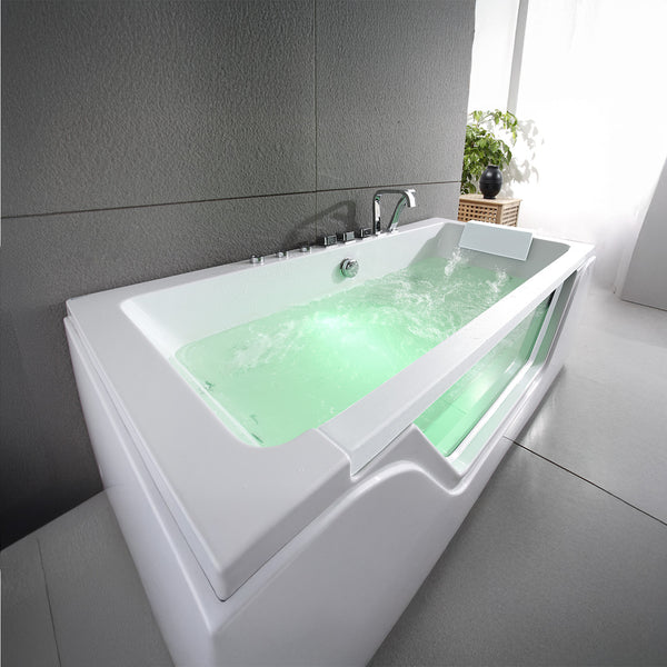 Baignoire balnéo classique avec hublot blanche 170 cm Tahiti white Jets / Glass-sided whirlpool bathtub white 170 cm Tahiti white Jets / Bañera de hidromasaje con ojo de buey blanco 170 cm Tahiti white Jets / Vasca idromassaggio con oblò bianco 170 cm Tahiti white Jets / Bubbelbad met patrijspoort wit 170 cm Tahiti white Jets