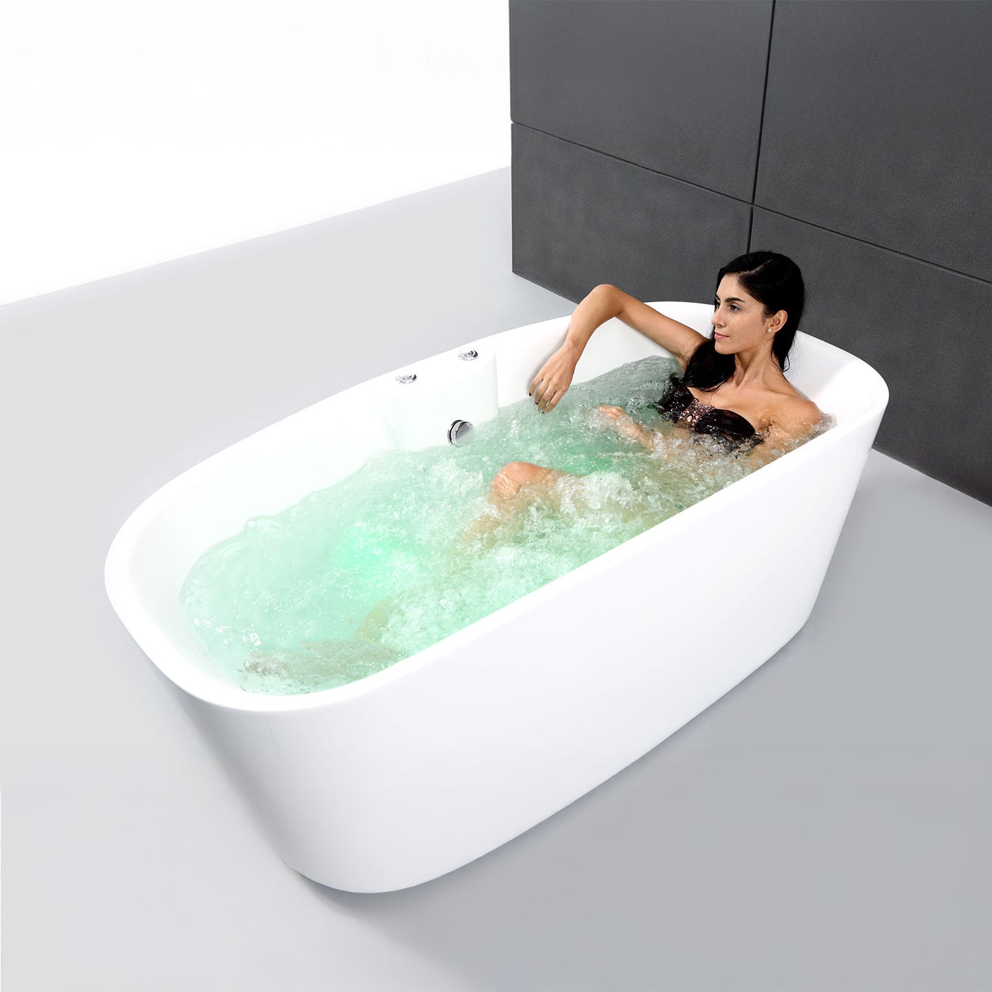 Baignoire balnéo îlot blanche 170 cm Tao Bulle / Freestanding whirlpool bathub white 170 cm Tao Bulle / Bañera de hidromasaje exenta blanco 170 cm Tao Bulle / Vasca freestanding idromassaggio bianco 170 cm Tao Bulle / Vrijstaand bubbelbad wit 170 cm Tao Bulle