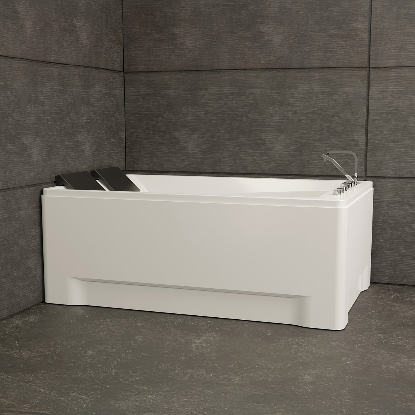Baignoire balnéo d’angle deux personnes blanche et noire 180 cm Tonsay duo Jets / Two-person corner whirlpool bathtub white and black 180 cm Tonsay duo Jets / Bañera de hidromasaje de esquina para dos personas blanco y negro 180 cm Tonsay duo Jets / Vasca idromassaggio angolare per due persone bianca e nera 180 cm Tonsay duo Jets / Tweepersoons hoekwhirlpool wit en zwart 180 cm Tonsay duo Jets
