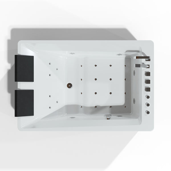 Baignoire balnéo d’angle deux personnes blanche et noire 180 cm Tonsay duo Jets / Two-person corner whirlpool bathtub white and black 180 cm Tonsay duo Jets / Bañera de hidromasaje de esquina para dos personas blanco y negro 180 cm Tonsay duo Jets / Vasca idromassaggio angolare per due persone bianca e nera 180 cm Tonsay duo Jets / Tweepersoons hoekwhirlpool wit en zwart 180 cm Tonsay duo Jets