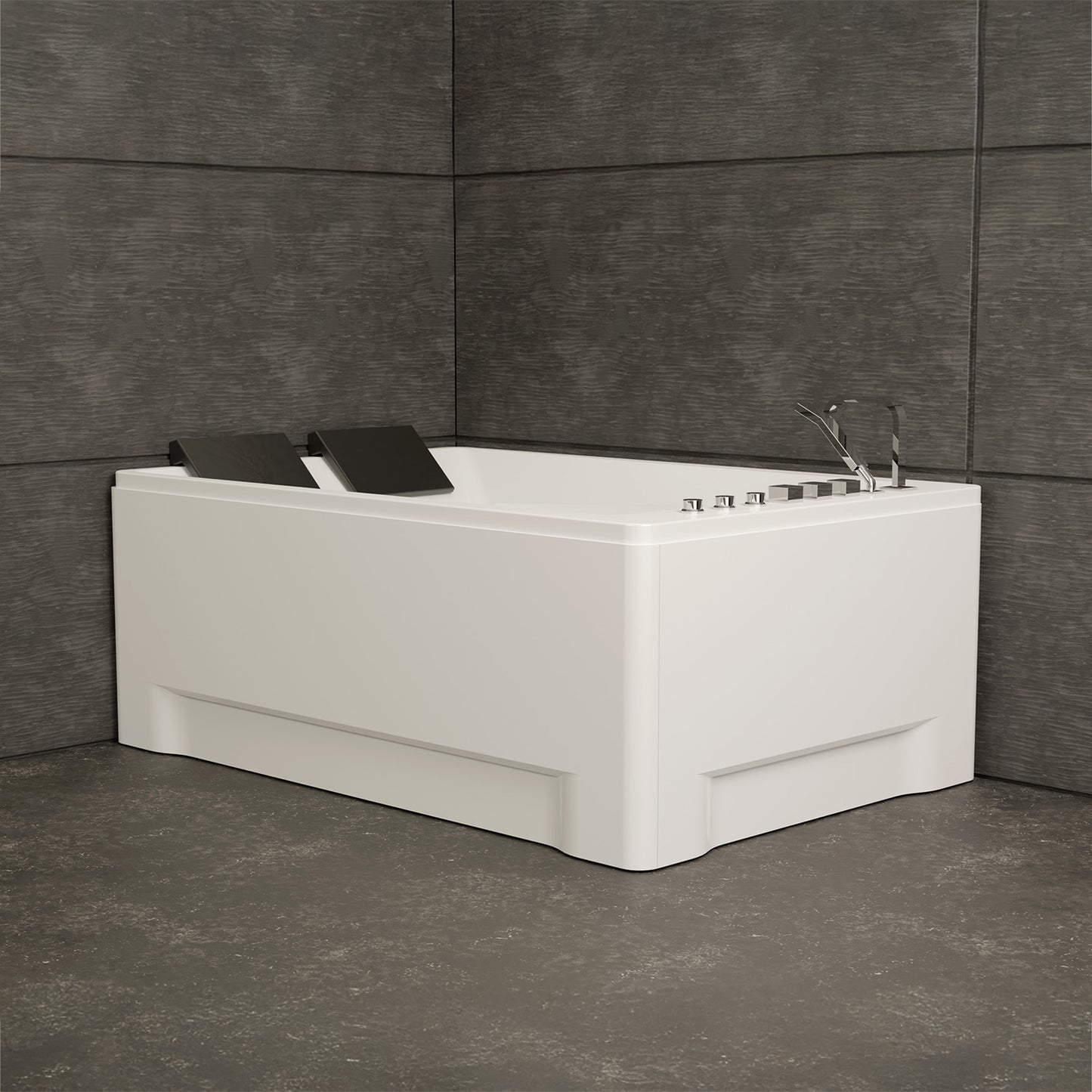 Baignoire balnéo d’angle deux personnes blanche et noire 180 cm Tonsay duo Jets / Two-person corner whirlpool bathtub white and black 180 cm Tonsay duo Jets / Bañera de hidromasaje de esquina para dos personas blanco y negro 180 cm Tonsay duo Jets / Vasca idromassaggio angolare per due persone bianca e nera 180 cm Tonsay duo Jets / Tweepersoons hoekwhirlpool wit en zwart 180 cm Tonsay duo Jets