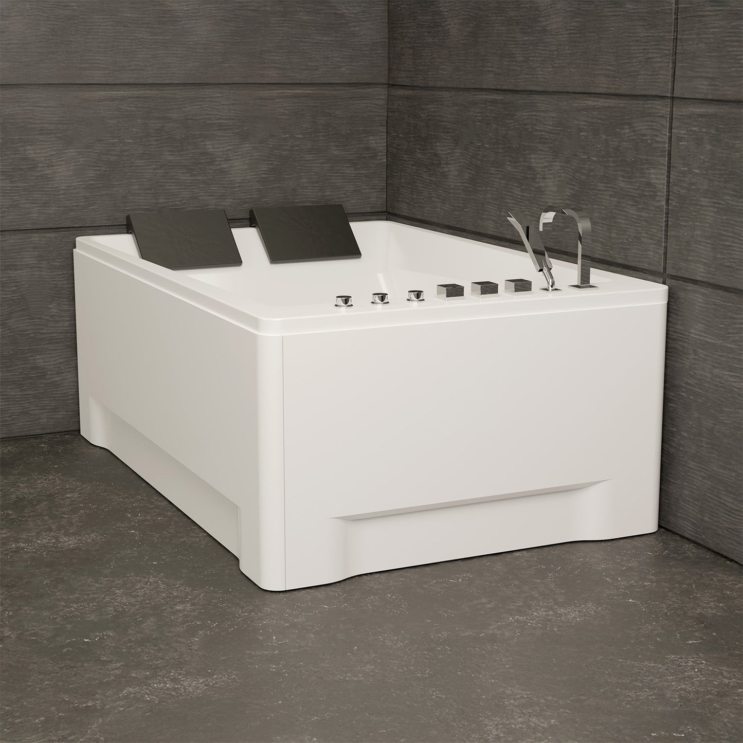 Baignoire balnéo d’angle deux personnes blanche et noire 180 cm Tonsay duo Jets / Two-person corner whirlpool bathtub white and black 180 cm Tonsay duo Jets / Bañera de hidromasaje de esquina para dos personas blanco y negro 180 cm Tonsay duo Jets / Vasca idromassaggio angolare per due persone bianca e nera 180 cm Tonsay duo Jets / Tweepersoons hoekwhirlpool wit en zwart 180 cm Tonsay duo Jets