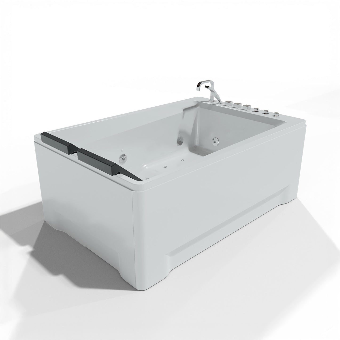 Baignoire balnéo d’angle deux personnes blanche et noire 180 cm Tonsay duo Jets / Two-person corner whirlpool bathtub white and black 180 cm Tonsay duo Jets / Bañera de hidromasaje de esquina para dos personas blanco y negro 180 cm Tonsay duo Jets / Vasca idromassaggio angolare per due persone bianca e nera 180 cm Tonsay duo Jets / Tweepersoons hoekwhirlpool wit en zwart 180 cm Tonsay duo Jets