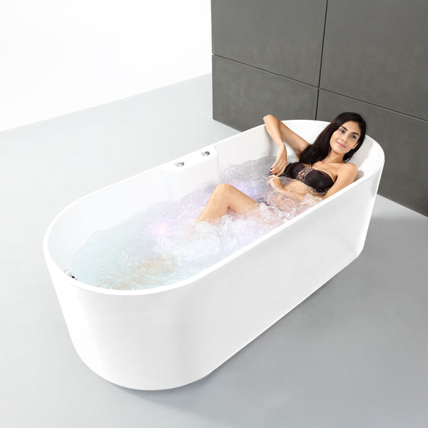 Baignoire à bulles îlot blanche 175 cm Ukio white Bulle / Freestanding whirlpool bathtub white 175 cm Ukio white Bulle / Bañera hidromasaje en isla blanco 175 cm Ukio white Bulle / Vasca idromassaggio bianco 175 cm Ukio white Bulle / Vrijstaand bubbelbad wit 175 cm Ukio white Bulle