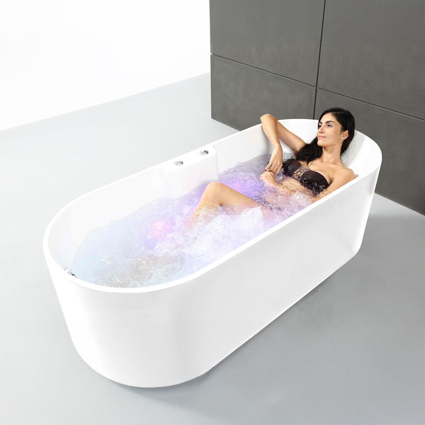 Baignoire à bulles îlot blanche 175 cm Ukio white Bulle / Freestanding whirlpool bathtub white 175 cm Ukio white Bulle / Bañera hidromasaje en isla blanco 175 cm Ukio white Bulle / Vasca idromassaggio bianco 175 cm Ukio white Bulle / Vrijstaand bubbelbad wit 175 cm Ukio white Bulle