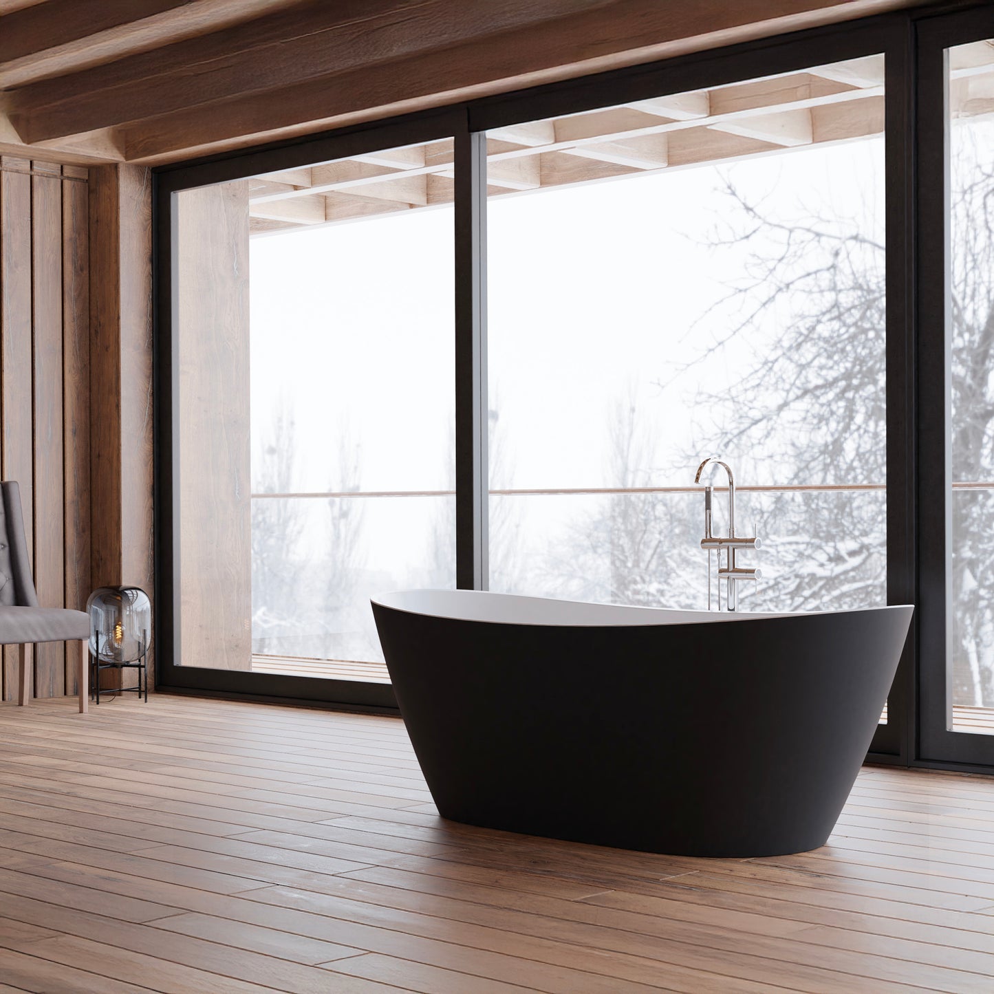 Baignoire îlot ovale noir 170 cm Venecia / Oval freestanding black bathtub 170 cm Venecia / Bañera exenta oval negro 170 cm Venecia / Vasca freestanding ovale nera 170 cm Venecia / Ovale vrijstaand bad zwart 170 cm Venecia