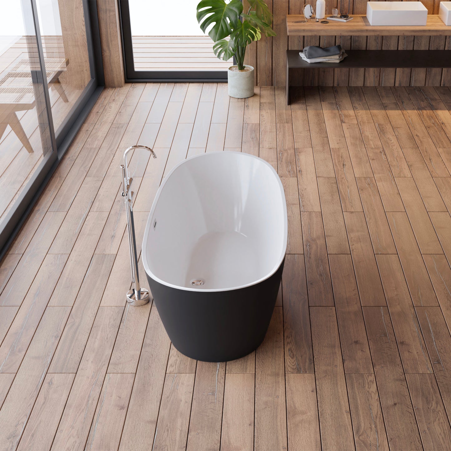 Baignoire îlot ovale noir 170 cm Venecia / Oval freestanding black bathtub 170 cm Venecia / Bañera exenta oval negro 170 cm Venecia / Vasca freestanding ovale nera 170 cm Venecia / Ovale vrijstaand bad zwart 170 cm Venecia