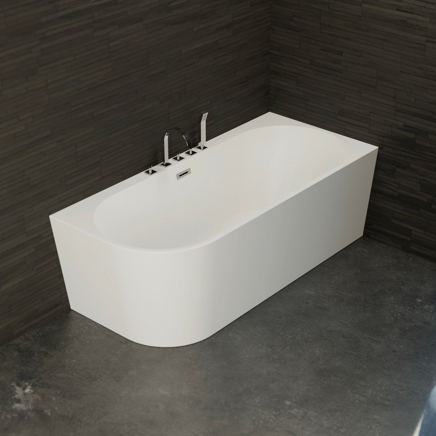 Baignoire semi-îlot murale