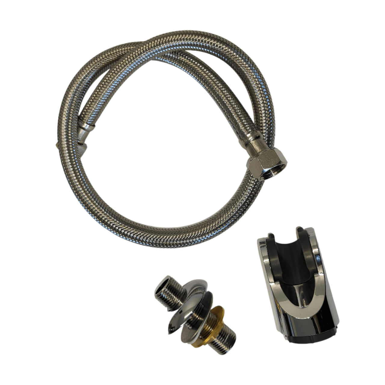 70 (Kit sortie de flexible 3 pièces support fileté + flexible eau chaude + support mural)