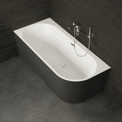 Baignoire semi-îlot gauche noire 170 cm Capri / Corner half-freestanding bath left black 170 cm Capri / Bañera semi-exenta mural izquierda negro 170 cm Capri / Vasca freestanding a parete sinistra nera 170 cm Capri / Half vrijstaand bad links zwart 170 cm Capri 