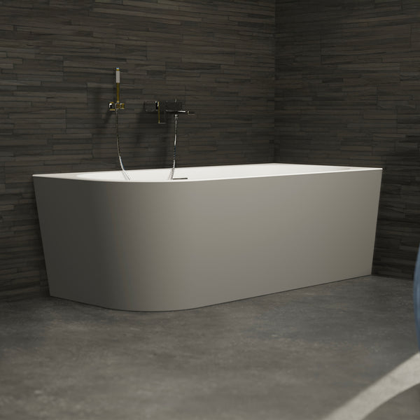 Baignoire semi-îlot droite grise 180 cm Capri / Corner half-freestanding bath right grey 180 cm Capri / Bañera semi-exenta mural derecha grise 180 cm Capri / Vasca freestanding a parete destra grigia 180 cm Capri / Half vrijstaand bad rechts grijs 180 cm Capri 