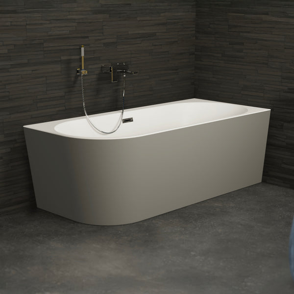 Baignoire semi-îlot droite grise 180 cm Capri / Corner half-freestanding bath right grey 180 cm Capri / Bañera semi-exenta mural derecha grise 180 cm Capri / Vasca freestanding a parete destra grigia 180 cm Capri / Half vrijstaand bad rechts grijs 180 cm Capri 