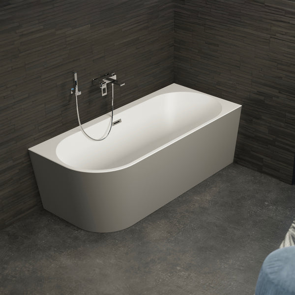 Baignoire semi-îlot droite grise 180 cm Capri / Corner half-freestanding bath right grey 180 cm Capri / Bañera semi-exenta mural derecha grise 180 cm Capri / Vasca freestanding a parete destra grigia 180 cm Capri / Half vrijstaand bad rechts grijs 180 cm Capri 