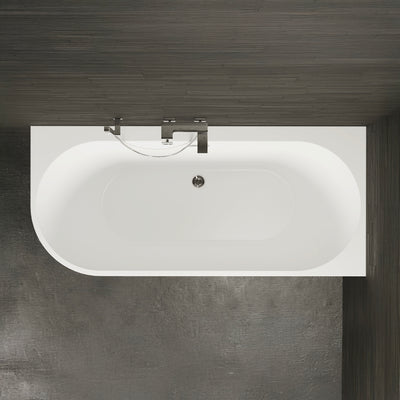 Baignoire semi-îlot murale d’angle Capri 180 cm noire Spalina version droite – vue produit