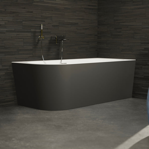 Baignoire semi-îlot droite noire 180 cm Capri / Corner half-freestanding bath right black 180 cm Capri / Bañera semi-exenta mural derecha negro 180 cm Capri / Vasca freestanding a parete destra nera 180 cm Capri / Half vrijstaand bad rechts zwart 180 cm Capri 
